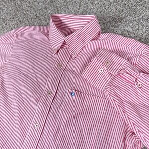 Southern Tide Shirt Mens Medium Nantucket Red Striped Button Down Stretch Preppy